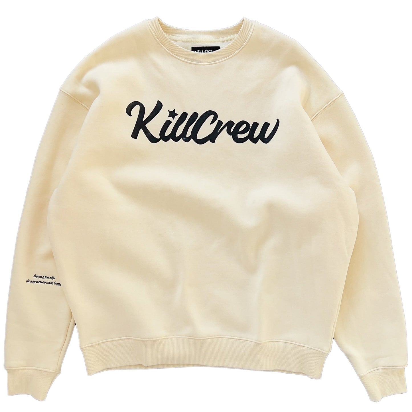 OVERSIZED LUX "SCRIPT" CREW NECK - CREAM / BLACK