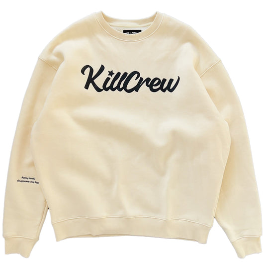 OVERSIZED LUX "SCRIPT" CREW NECK - CREAM / BLACK