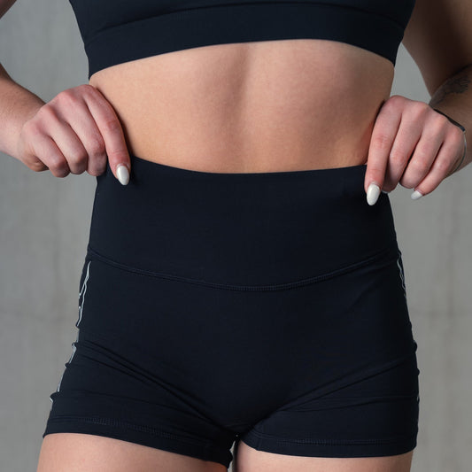 TRIBAL BIKER SHORTS - BLACK / WHITE