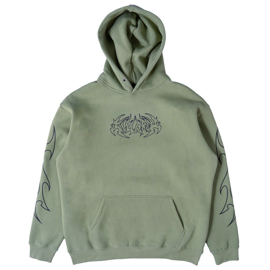 OVERSIZED LUX "TRIBAL" HOODIE - GREEN / BLACK